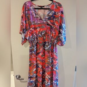 EUC Ellen Weaver lightweight multicolored midi dress 1X